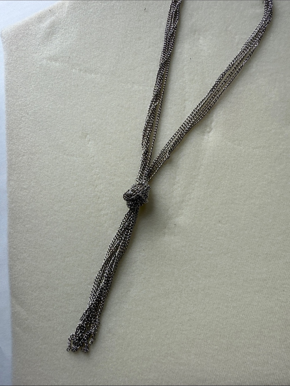 Women's Multi-Strand Knotted Tassel Necklace — Gunmetal |18”